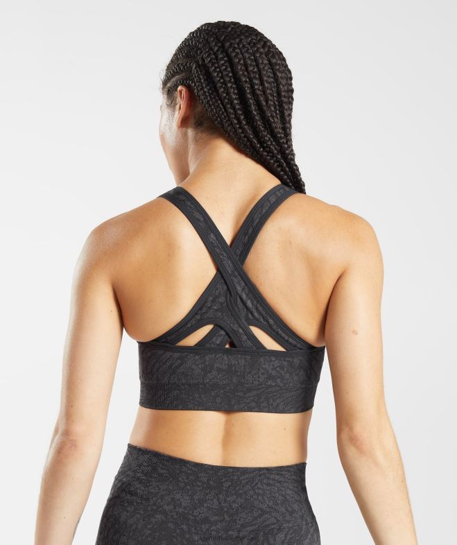 Gymshark adapter le soutien-gorge de sport sans couture animal sauvage | noir femmes 6HF28214